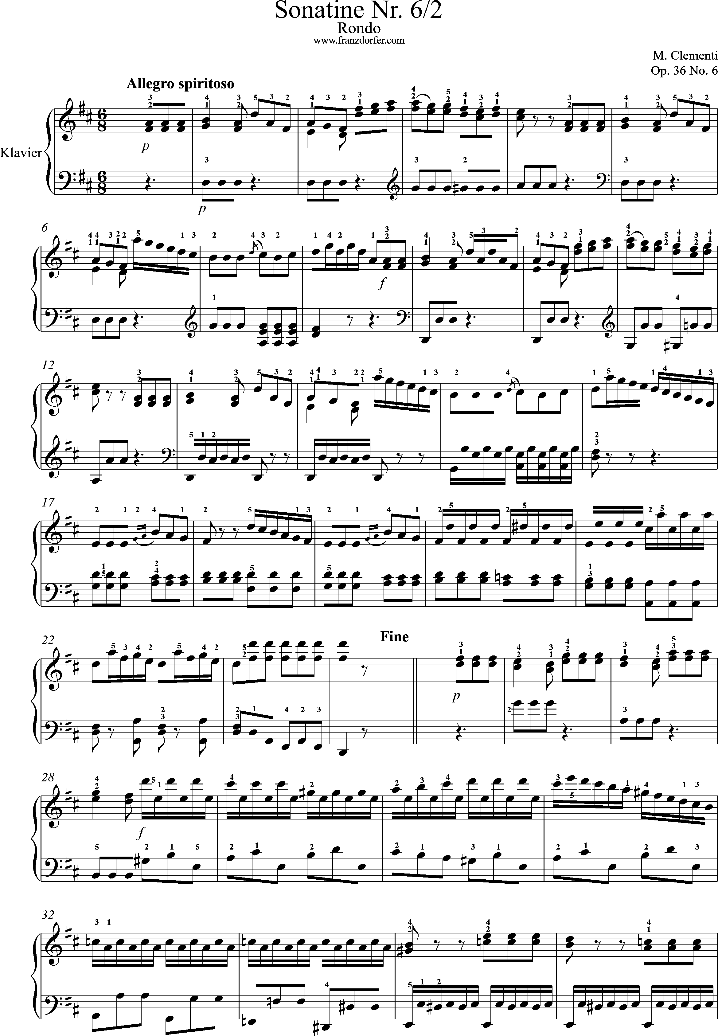Clementi, op. 36, Sonatine &, 2.Satz, Rondo , Seite 1